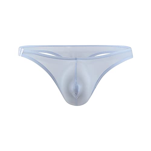 JEsilunmaMY Mens Low Rise Bikini Briefs Ice Silk Sexy Pouch Panties Underwear See Through Mesh Jockstrap Thong Swimsuit