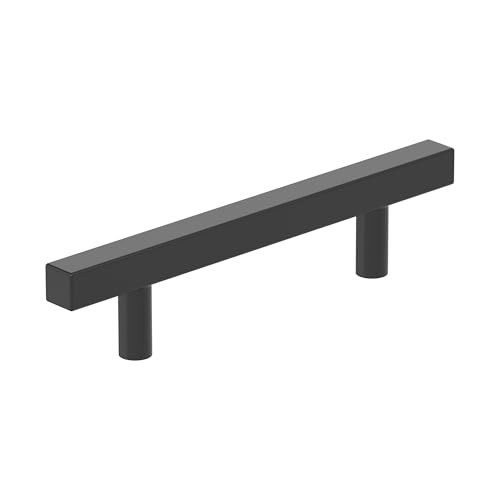 Image of Amerock 25 Pack 3-3 /4 inch Bar Pulls Square Matte Black Drawer Pull | 3-3 /4 inch (96mm) Center-to-Center Mounting Distance and 6-1 /16 inches Overall Length, Durable Zinc Cabinet Hardware