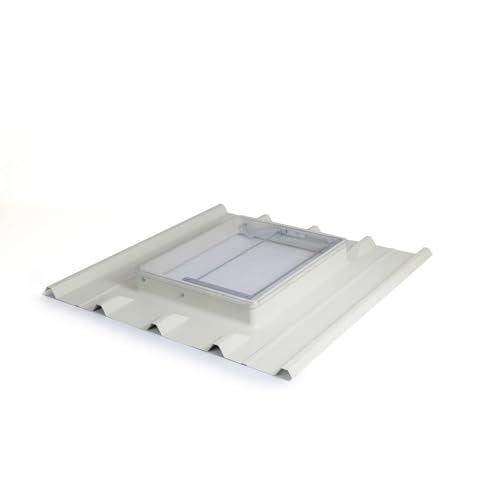 Lucarne de toit pour tôles bac acier ondulés profil 5 ondes – RAL 9002 Blanc – Vitre Synthétique incassable – LPP TERRACIEL KARE