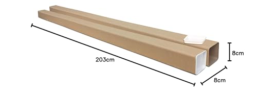 10 Stück Versandhülse 2 Meter Länge Fest | 80x80 mm | quadratischer Versandkarton | Versand Verpackung für Poster, Zeichnungen, Stäbe, Rohre, Laufschienen, Gardinenstangen | Versandhülse Lang