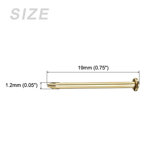 Clavos METALLIXITY pequeños (1.2x19mm) 300 piezas, Acero al carbono, tono dorado para carpintería doméstica miniatura 2