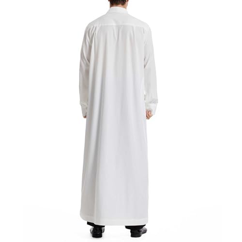 Mens Kaftan Muslim Outfits Thobe Collared Button Down Casual Shirts Long Sleeve Moroccan Caftans with Pocket3
