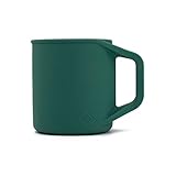MYOTT Silicone Coffee Cup - Food Grade Silicone Camping Mug with Handle - Portable, Collapsible Coffee Mug - BPA Free, Dishwasher Safe and Microwave Safe 12- oz (Evergreen, 1 Pack)