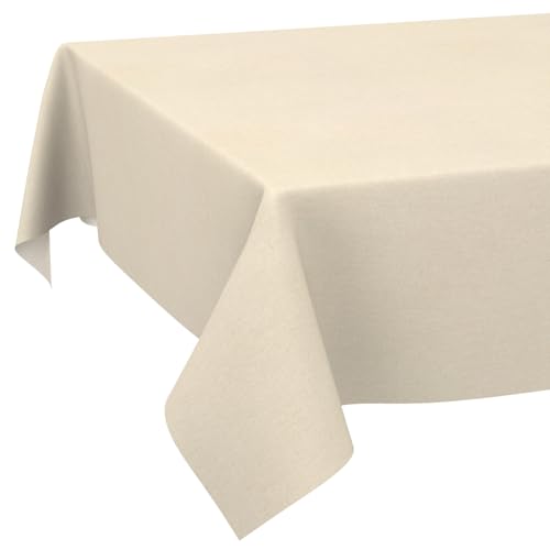 Mantel lavable, mantel de lino y algodón, aspecto de lino, impermeable, fácil de limpiar, protección antimanchas, 140 x 140 cm, color natural