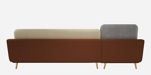 Image of Black Wood Modern Velvet RHS Sectional Sofa (3 + Lounger) with Extra Luxury Comfort for Bedroom, Living Room, Dining Room, Drawing Room, Home Office in Bug Resistant Wood Structure