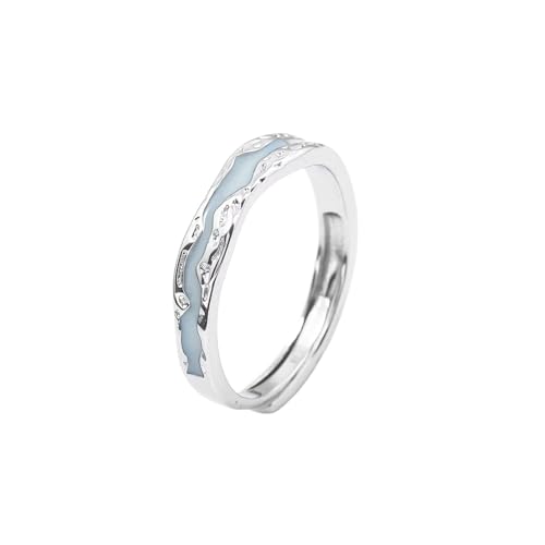 ZFHTJEKNCS Bague de Couple Blue Design Wave Ring Adjustable Ring Boyfriend and Girl Ring for Women Cadeaux pour Hommes