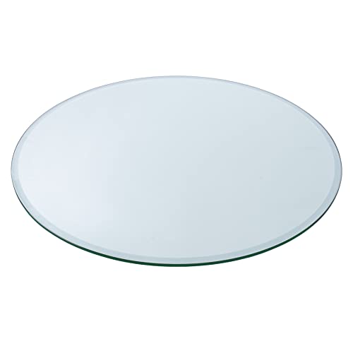 24" Round Tempered Glass Table Top 1/2" Thick 1" Beveled Edge