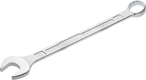 HAZET: Ring-Maulschlüssel 600N-41 verchromt I Ringschlüsselkopf 15 Grad abgewinkelt - Abtrieb: Außen Doppel-Sechskant, Schlüsselweite: 41 mm, Schaft mit extra stabilem HAZET Doppel-T-Profil