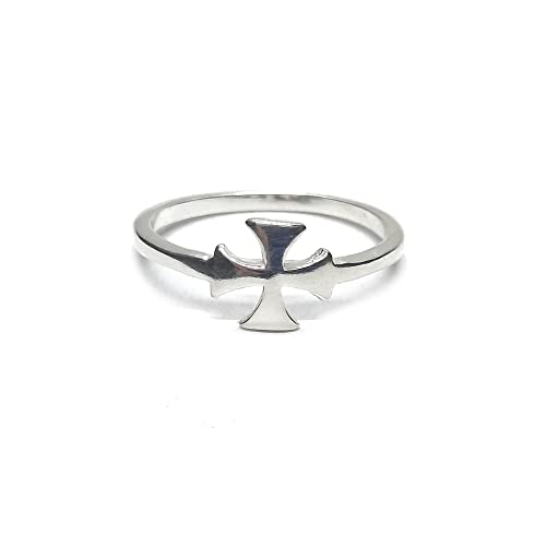 Bague croix maltaise argent sterling 925 massif poinçonné bague minimaliste