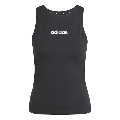 adidas Mujer Essentials Linear Slim Cotton Tank, Black/White, S
