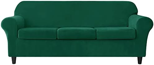 OBCREAT 4 Pieces Sofa Slipcover Stretch Velvet Sofa Covers for 3 ...