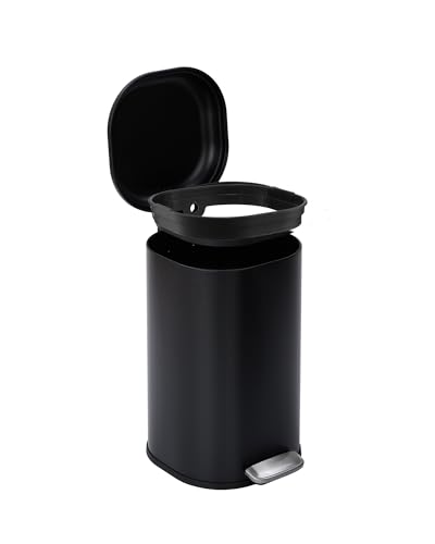 Bote de basura rectangular de acero inoxidable de 30L negro