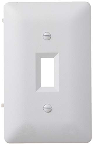 Image of TayMac MW2000W Masque 2000 Series 1-Gang Nonmetallic Decorator Style Duplex Cover-Up Wall Plate, White, 5-Pack & TayMac 4000W Paintable Single Toggle Light Wall Plate Cover, White, 1-Gang