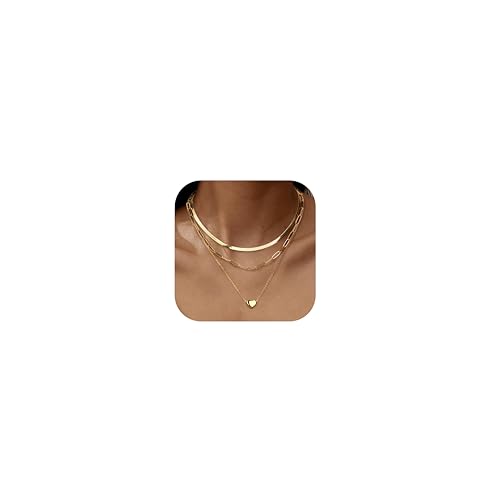 Adramata 3Pcs Collares Mujer Acero Inoxidable Collar Cadena Chapado en Oro de 14K Collares de Ajustables en Capas Apilables Collares Colgantes de Cruz/Moneda/Corazón Collar de Plata y Oro Mujer