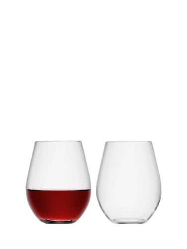 LSA Wine Stemless Red Wine Glass 530ml Clear Set of Two, Transparent