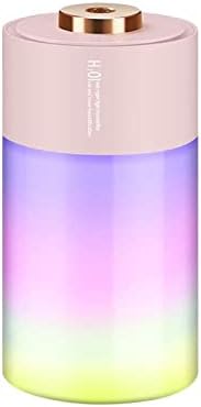 Humidificador,RONGYI Mini Humidificador para Coche con Luz Nocturna Colorida, Apagado Automático, 2 Modos de Niebla, 300ml,Silencioso Humidificador por Ultrasonido USB para Coche, Oficina (Rosa)
