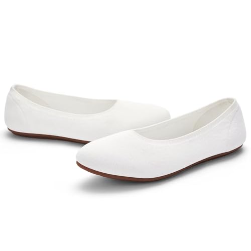 Image of Puxowe Women's Ballet Flats Breathable Knit Slip On Comfortable Round Toe Walking Shoes with Arch Support Insole for Work