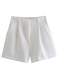 Loodgao Damen Kurze Hose High Waist Anzughose Loose Fit Bermuda Shorts Basic Einfarbig Sommershorts...