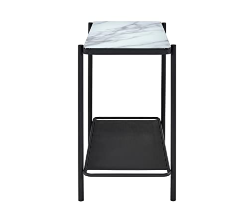 Furniture Of America Basil Industrial Faux Marble Top Steel 48 In. Sofa Table With 1-Shelf For Display, Decorate Living, Hallway, Bedroom, Dressing Room, Black And White #TOP4