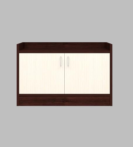Image of SPECIALITY PANELS Wooden Shoe Cabinet with Cushion Seating Bench Shoe Rack with Doors Spacious Storage Shelves Entryway Shoe Organizer Cabinet for Home Living Room Bedroom Hallway | DIY Assembly