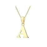 CARISSIMA Women's 9CT Yellow Gold 9.4mm X 16mm Plain 'A' Initial Pendant on 9CT Yellow Gold 25 Diamond Cut Adjustable Curb Chain 41CM/16'-46CM/18' Necklace