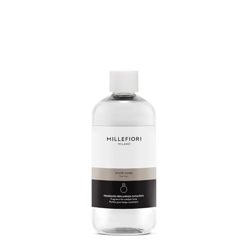 Millefiori Milano – Ricarica per Lampada Catalitica 500 ml, White Musk – Fragranza Muschiata e Delicata per Profumazione Ambiente