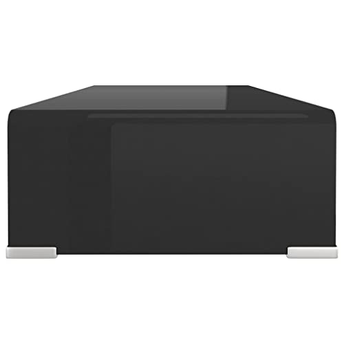 vidaXL TV-Glasaufsatz Tisch Monitor Erh&ouml;hung Glasb&uuml;hne Podest Schwarz 70x30x13cm