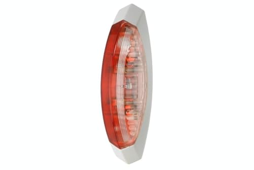 Hella Luz de gálibo - Halógena - 12V - montaje exterior - ECE - Color de tulipa: transparente/rojo - Montaje lateral ext. - 2XS 008 479-081, izquierda, Color de la carcasa: blanco