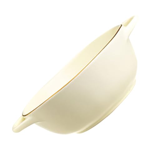 TOVINANNA Fuente para Hornear de Cerámica Doble Asa Bol para Servir Arroz y Ensalada Molde Resistente y Fácil de Limpiar Color Beige para Uso Hogar y Restaurantes