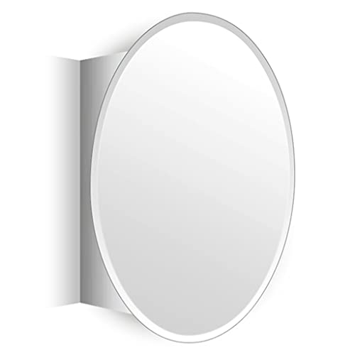 Generic Ovaler Medizinschrank aus Edelstahl, zum Schminken/Aufbewahren, versteckter Spiegelschrank, for den Einsatz in Nass-/Trockenbädern, Einbau- oder Oberflächenmontage,