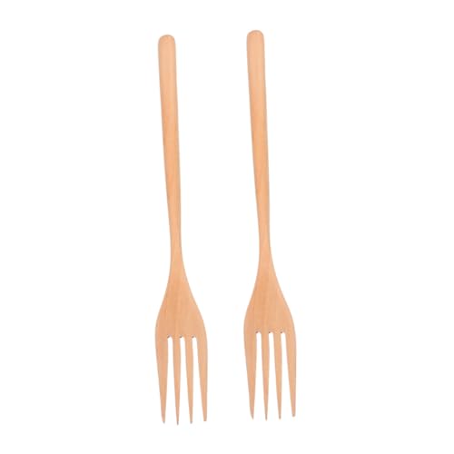 UTHCLO 2 pezzi Forchette in Legno per Insalata Artigianali Forchette Lunghe per Mescolare e Servire Utensili da Cucina Versatili in Legno Naturale per Casa e Ristorante