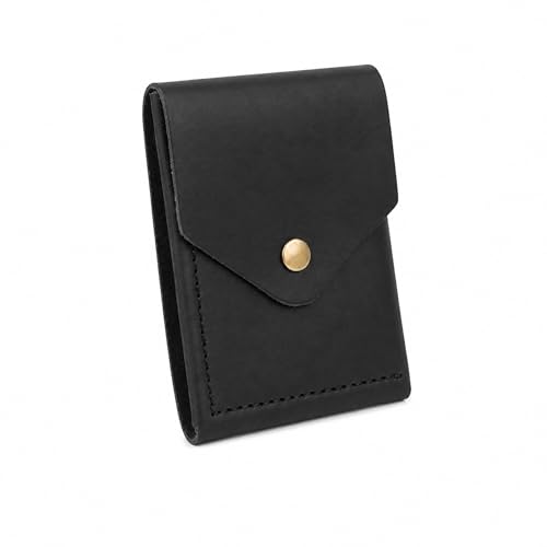 Image of The Wallet Store Flip 2.0 Genuine Leather Vertical Slim Wallet for Men | Easy Quick Card Access | Compact Front Cash Pocket & Button Lock | Minimalist Travel & Daily Carry Wallet (Black)