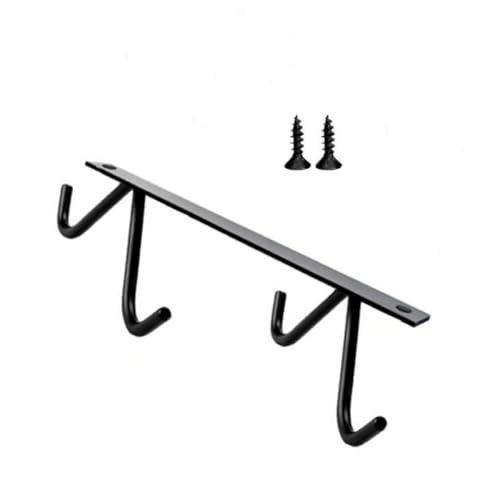 HANABASS Colgador de Cucharas y Ganchos para Taza de Acero Inoxidable Negro Alta Capacidad y Fácil Instalación para Cocina y Paredes Planas