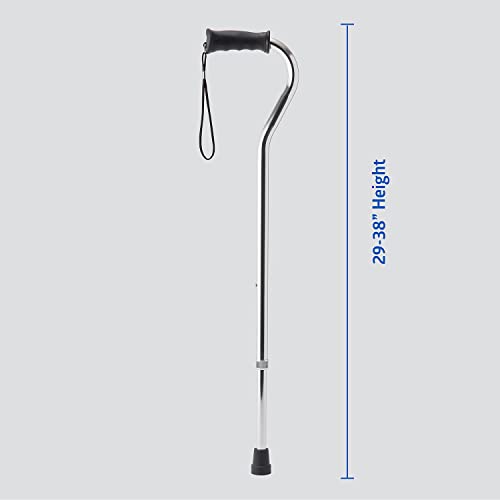 Medline Gel Grip Aluminum Cane with Offset Handle, Adjusts 2938”, 300