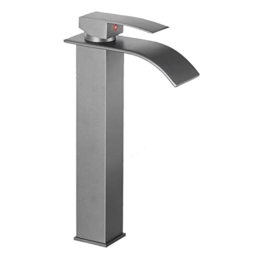 Robinet cascade salle de bain pistolet gris en acier inoxydable haut pour lavabo moderne
