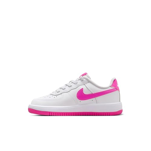 Nike Force 1 Low EasyOn Little Kids' Shoes (FN0237-102, White/Laser Fuchsia) Size 2