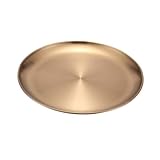 Gatuida Plato de Acero Inoxidable Dorado Bandeja Resistente y Reutilizable para Servir Alimentos Casa para Reuniones y Fiestas