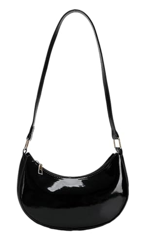 Sac à main en cuir verni brillant Mini Hobos pour aisselles, noir