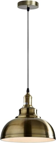 LEDSone Vintage Curvy Dome Pendant Light 95cm Adjustable Hanging Ceiling Fixture Metal Green Brass for Homes, Restaurants, Cafes, Bars, Offices and Stylish Spaces