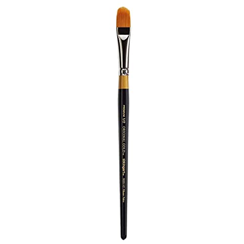 KINGART Premium Original Gold 9520-1/2 Filbert RAKE Series Artist Brush, Golden Taklon Synthetic Hair, Short Handle, for Acrylic, Watercolor, Oil and Gouache Painting, Size 1/2