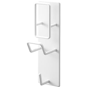 山崎実業(Yamazaki) マグネット バスルーム 手おけ ＆ 湯おけ ホルダー ホワイト 約W5×D5.5×H17cm タワー tower バス用品 浴室収納 通気性よく乾きやすい 1977