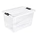 Produktbild keeeper Aufbewahrungsbox mit Deckel und Schiebeverschluss, 59,5 x 39,5 x 34 cm, 52 l, Cornelia, Transparent