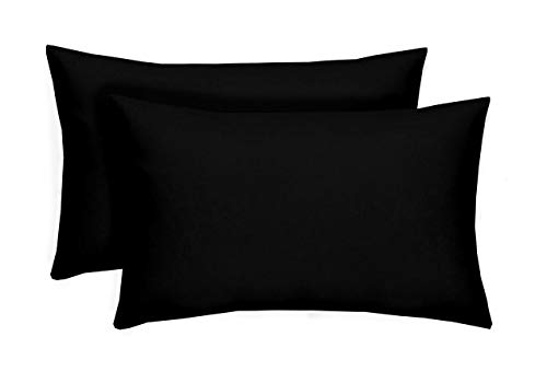 RSH Décor Set of 2 - Indoor/Outdoor Solid Black Decorative Rectangle Lumbar Throw/Toss Pillow - Choose Size and Choose Color