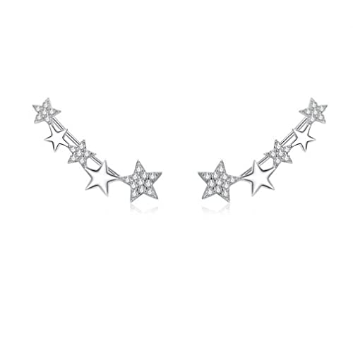 Boucles d'oreilles étoiles longues pendantes en cristal de zirconie pour femme chic