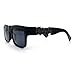 Locs Mens Bold Gothic Logo Thick Arm Horn Rim Gangster All Black Sunglasses [56mm] Black Gunmetal