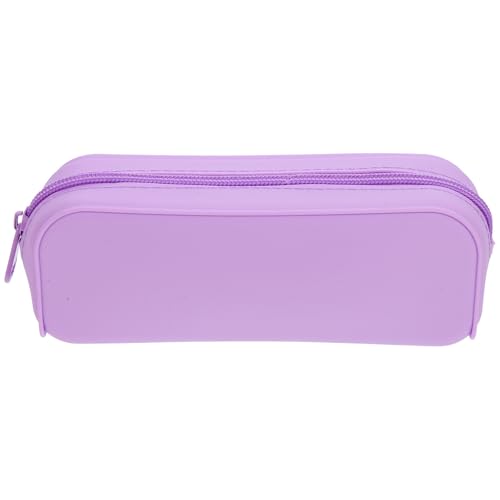 HOODANCOS Estuche de Silicona Púrpura para Lápices Cremallera Suave, Diseño Portátil y Gran Capacidad, Adecuado para Niñas y Útiles Escolares