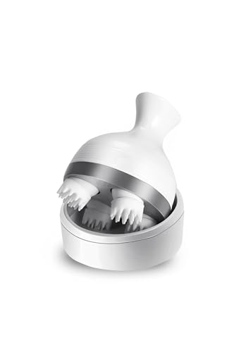 Image of Rechargeable Electric Scalp Massager with Kneading Action, 4 Speed Modes, Portable Handheld Massager for Hair Growth & Stress Relief (White)