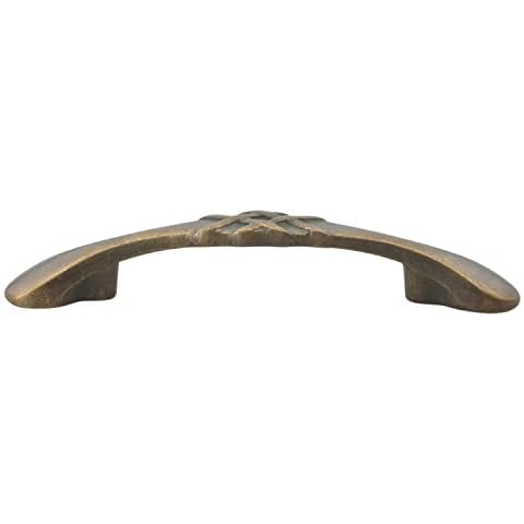 GlideRite Hardware 83063-AB-1 Type Hooks CC Braided Cabinet Pull, Antique Brass Finish, 3 Inch Cover