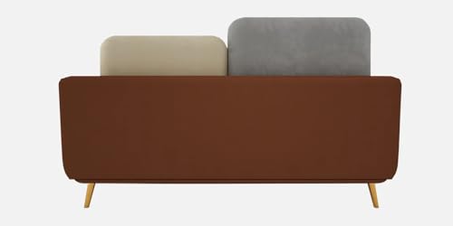 Image of Velvet Contemperory 2 Seater Sofa Couch with Cushion Chaise Lounge Sectional Perfect for Living Room & Bedroom Guests Home & Office (2 Seater Brown & Beige)