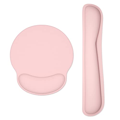 Dapesuom Keyboard Wrist Rest And Mouse Pad With Wrist Support, Memory Foam Wrist Rests For Keyboard And Mouse Set, Ergonomic Wrist Pad With Non Slip Base For Easy Typing And Pain Relief, (Hstz-Pink) #TOP5